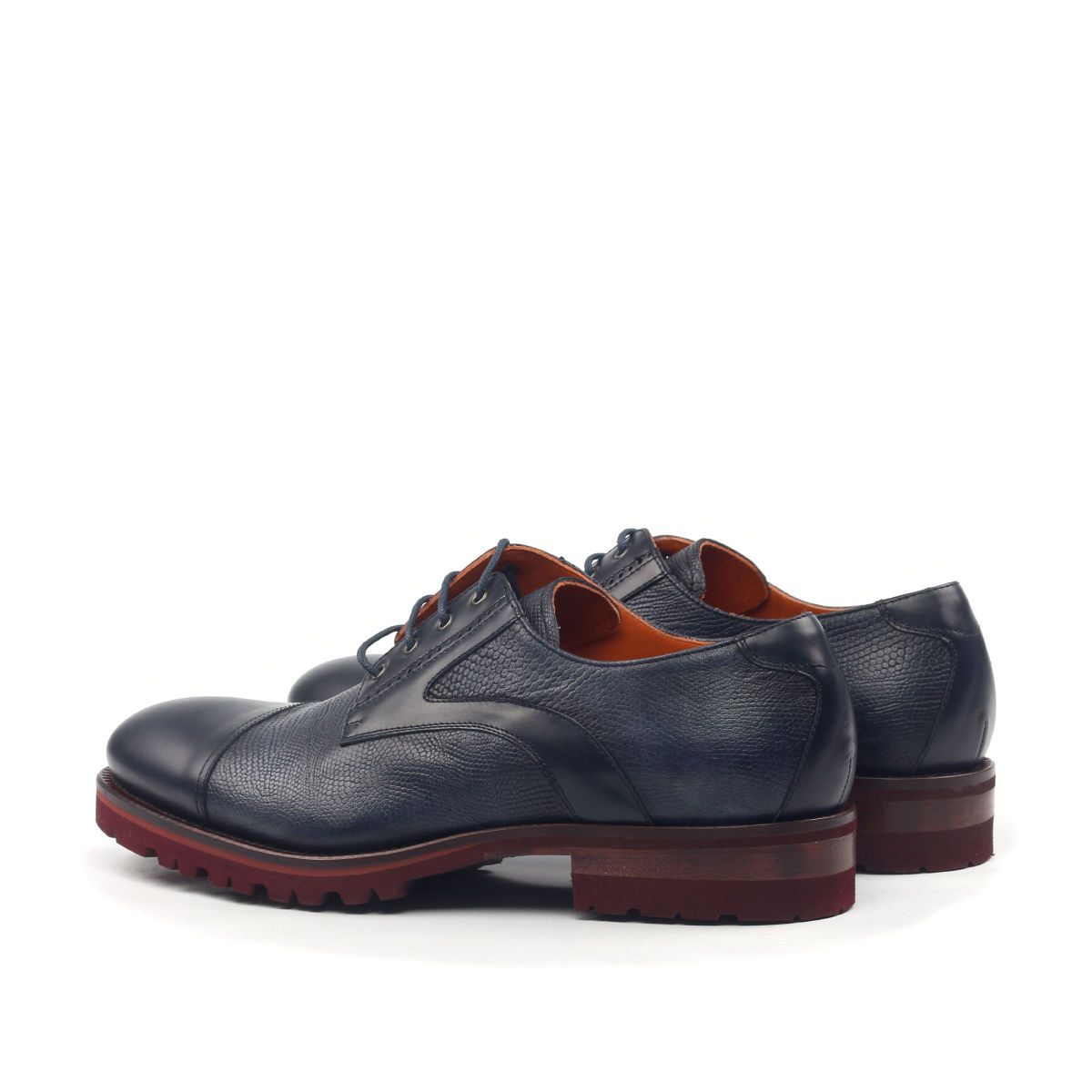 Ambrogio Men's Shoes Navy Nappa / Calf-Skin Leather Cap-Toe Derby Oxfords (AMB2034-RTW)