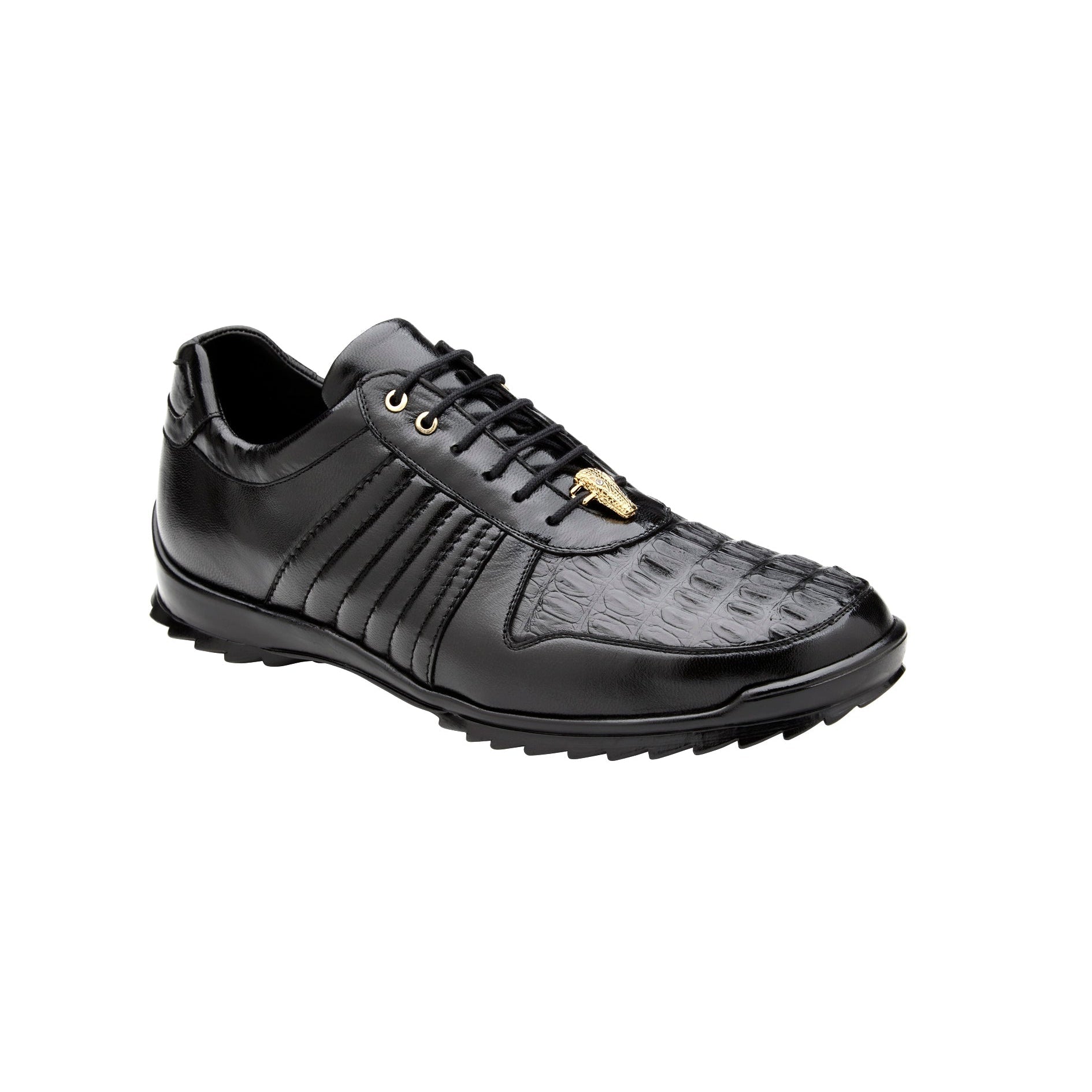 Belvedere Astor 33599 Men's Shoes Black Exotic Crocodile / Calf-Skin Leather Casual Sneakers (BV3092)