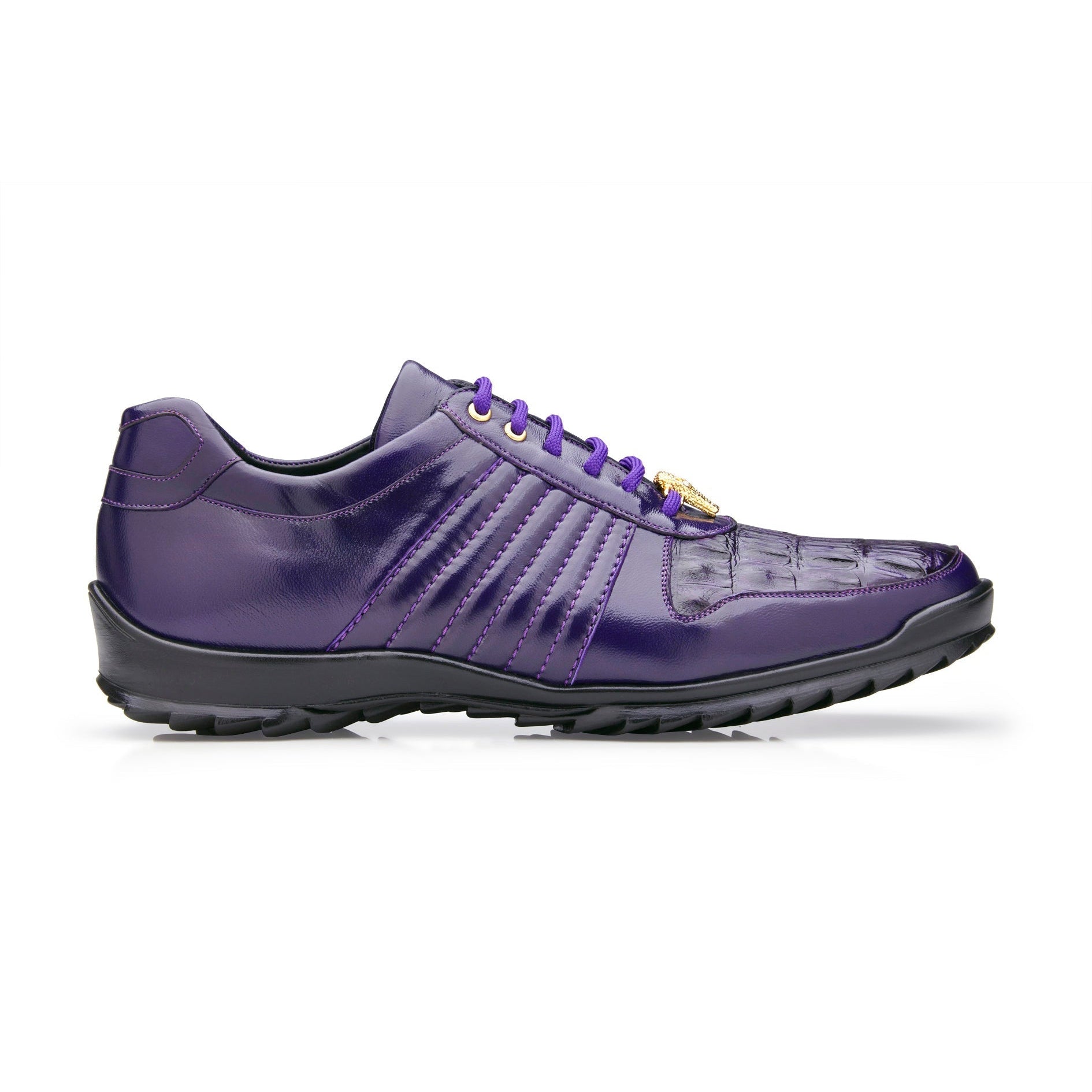 Belvedere Astor 33599 Men's Shoes Purple Exotic Crocodile / Calf-Skin Leather Casual Sneakers (BV3094)