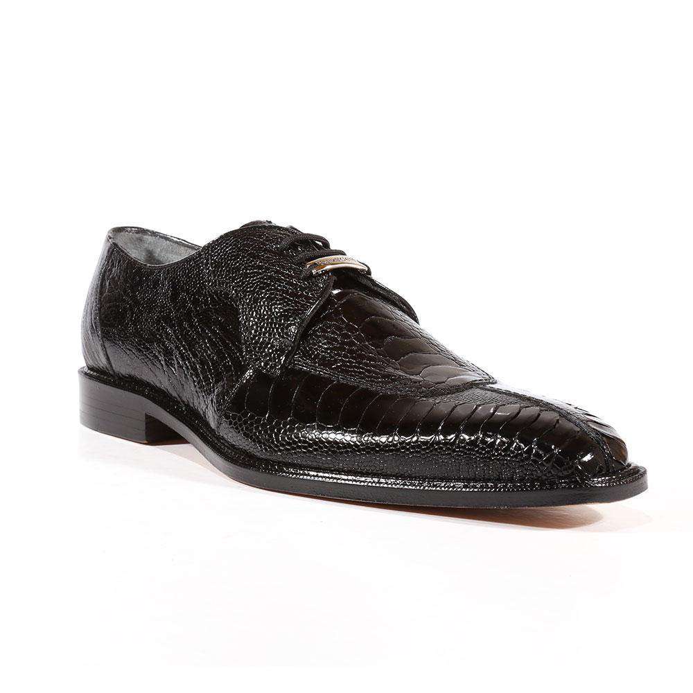 Belvedere Designer Shoes Men's Siena Ostrich Black Oxfords (BVS1002)