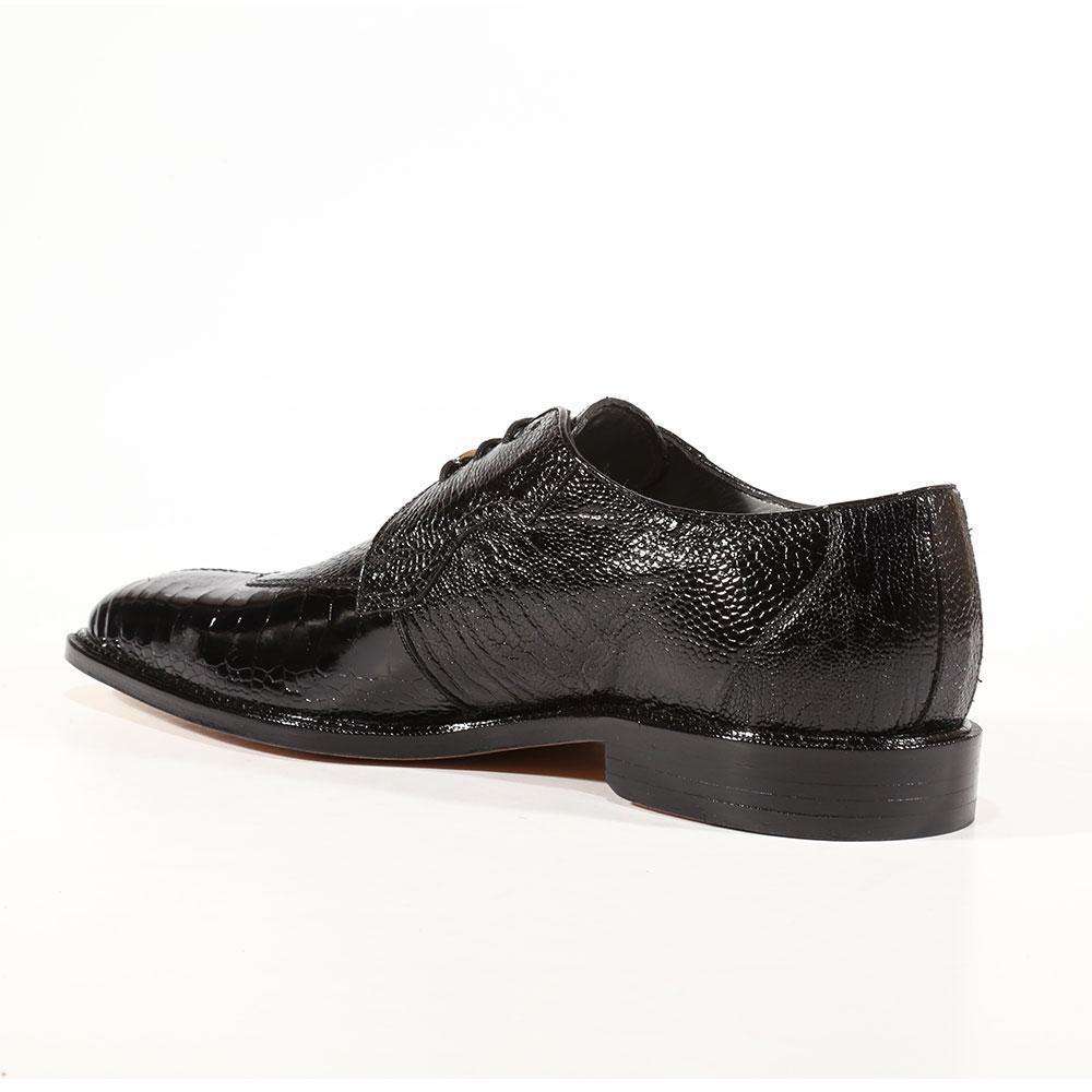 Belvedere Designer Shoes Men's Siena Ostrich Black Oxfords (BVS1002)