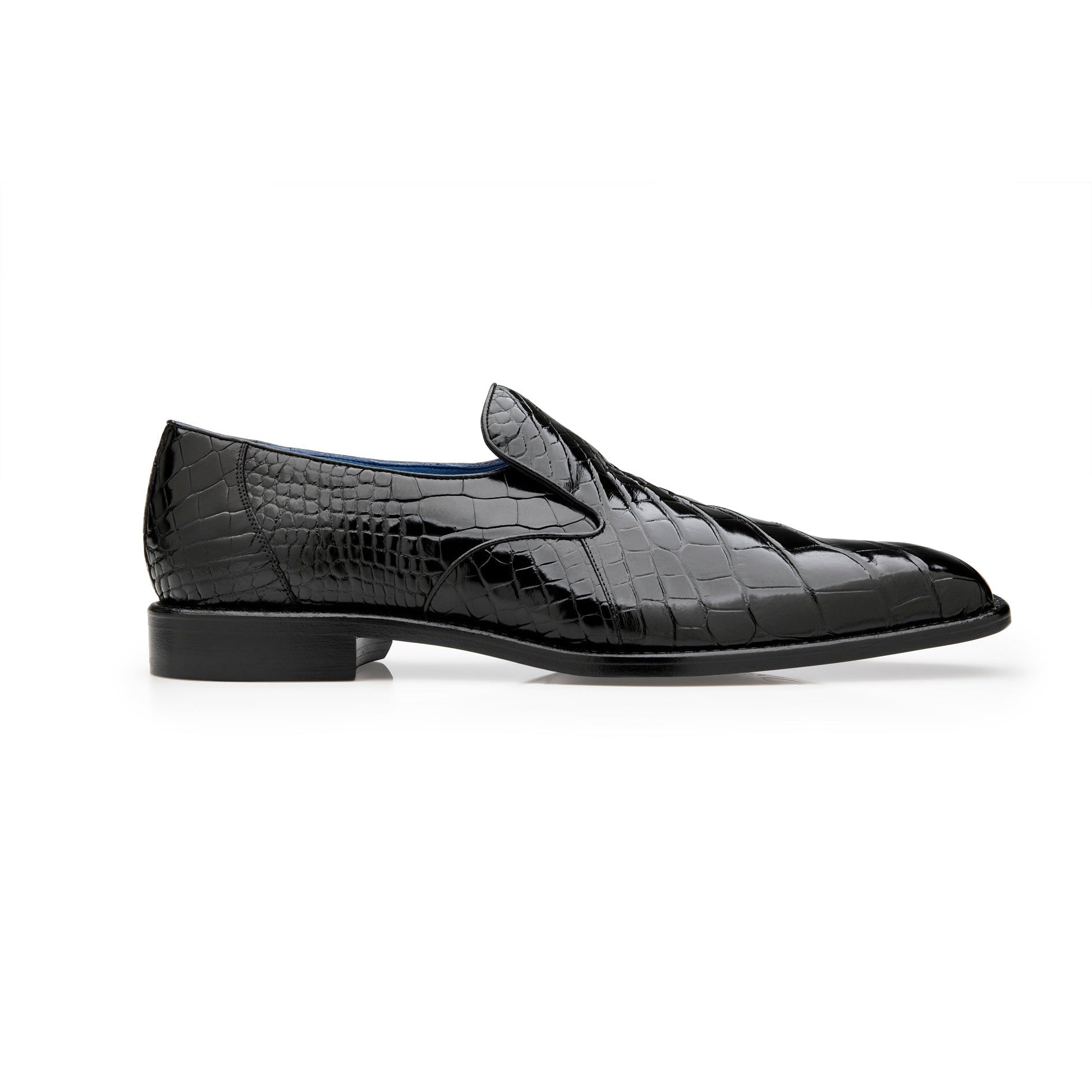 Belvedere Genova R53 Men's Designer Shoes Black Exotic Alligator Slip-On Loafers (BV3099)