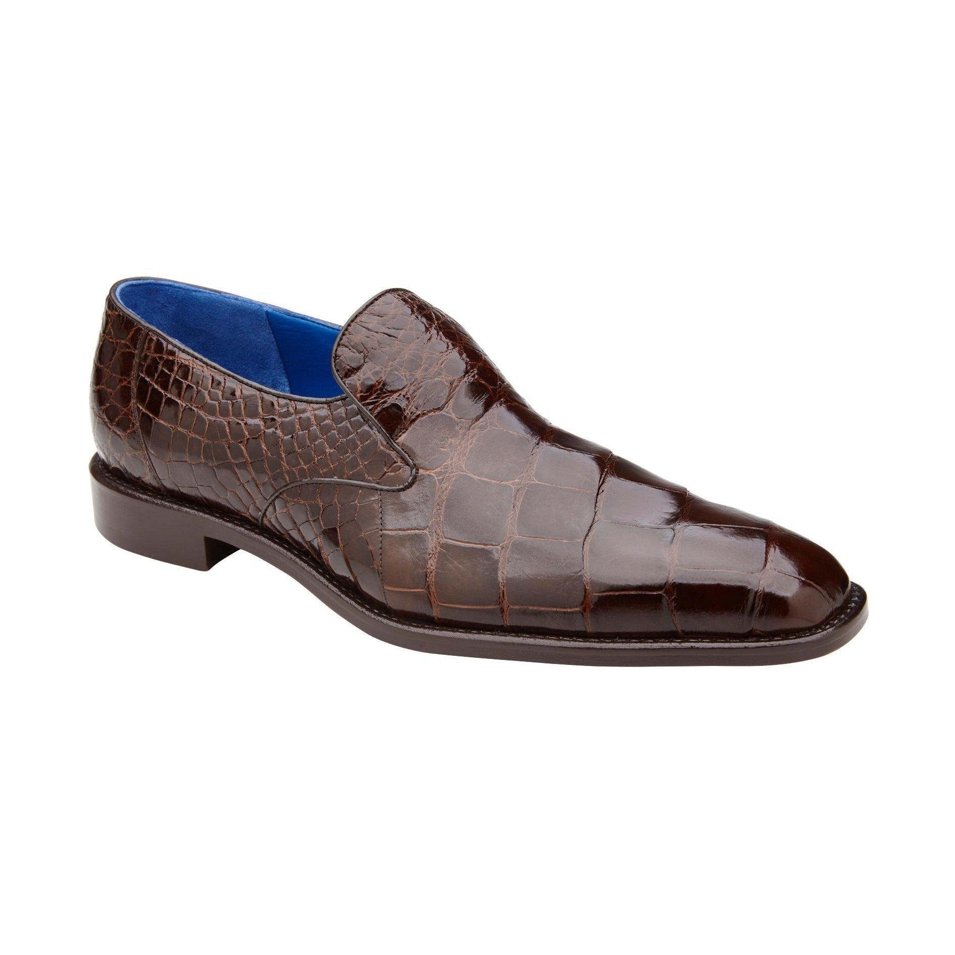 Belvedere Genova R53 Men's Designer Shoes Brown Exotic Alligator Slip-On Loafers (BV3100)