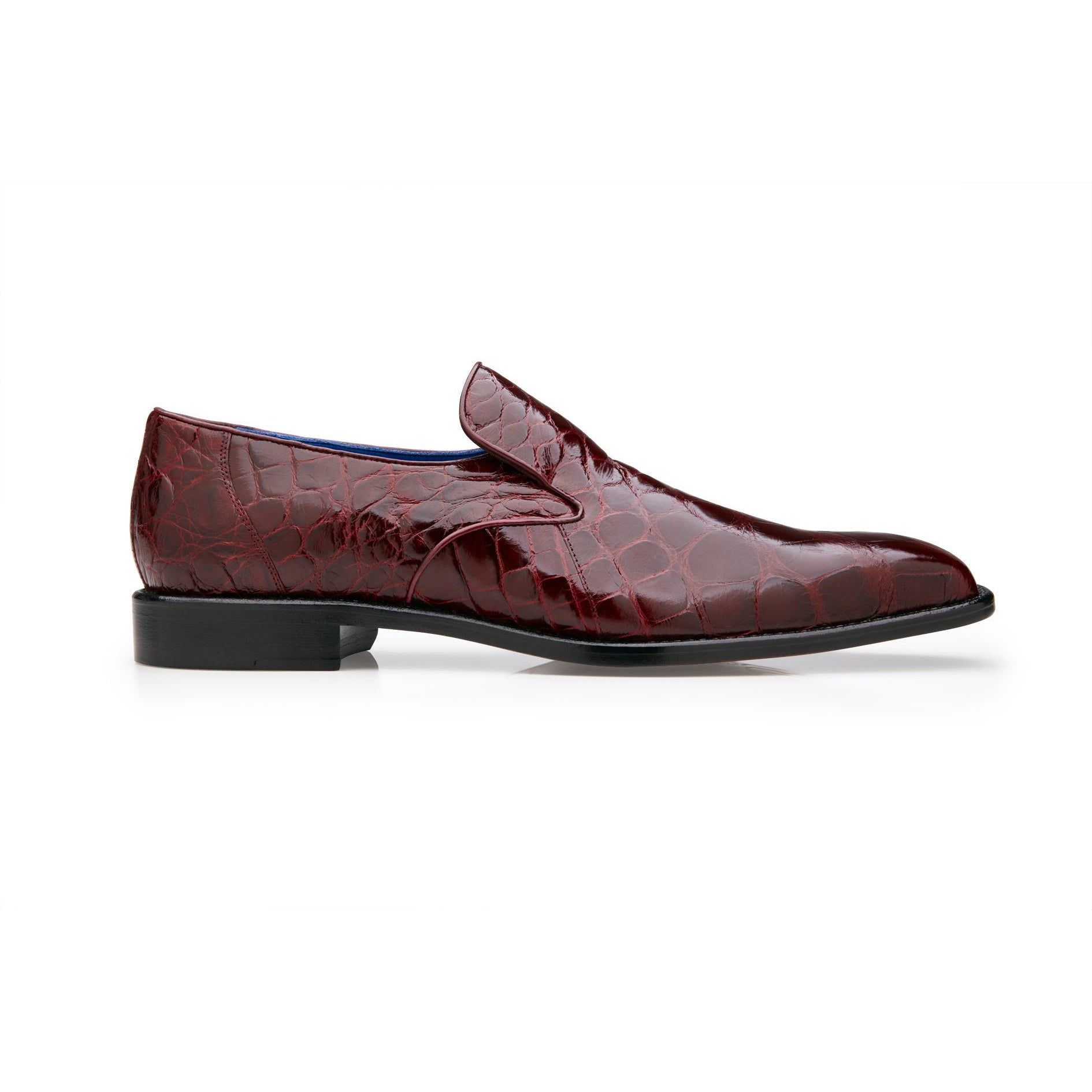 Belvedere Genova R53 Men's Designer Shoes Dark Burgundy Exotic Alligator Slip-On Loafers (BV3101)