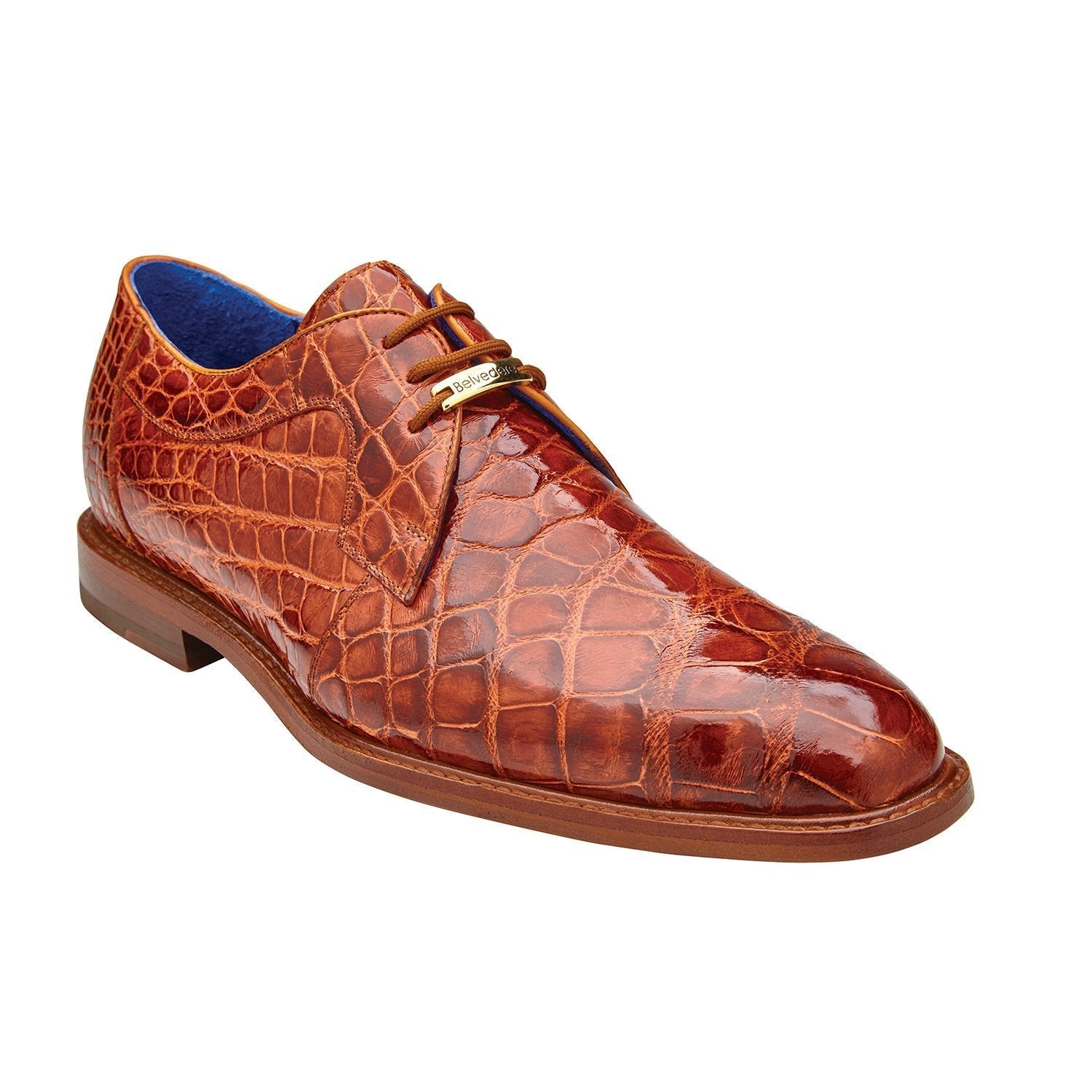 Belvedere N01 Amato Men's Shoes Antique Brandy Exotic Alligator Derby Oxfords (BVS3024)