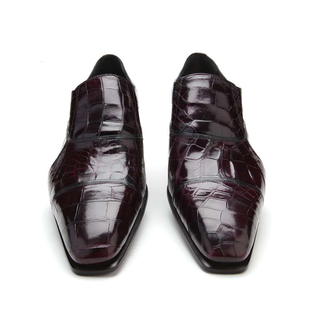 Caporicci 202 Men's Shoes Burgundy Alligator Cap-Toe Loafers (CAPS1003)