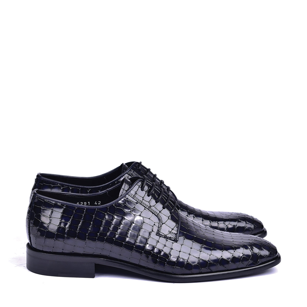 Corrente C01507 6291 Men's Shoes Navy Crocodile Print / Calf-Skin Leather Derby Oxfords (CRT1452)