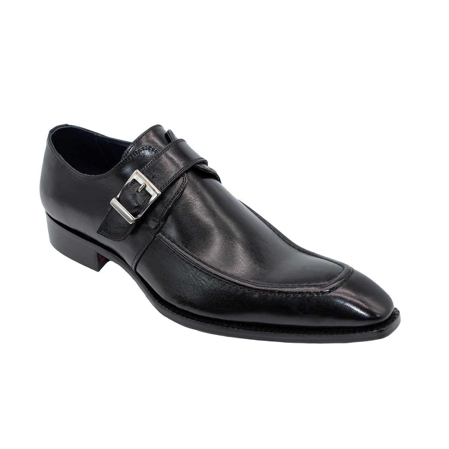 Duca Garda Men's Shoes Black Calf-Skin Leather Monkstraps Oxfords (D1027)