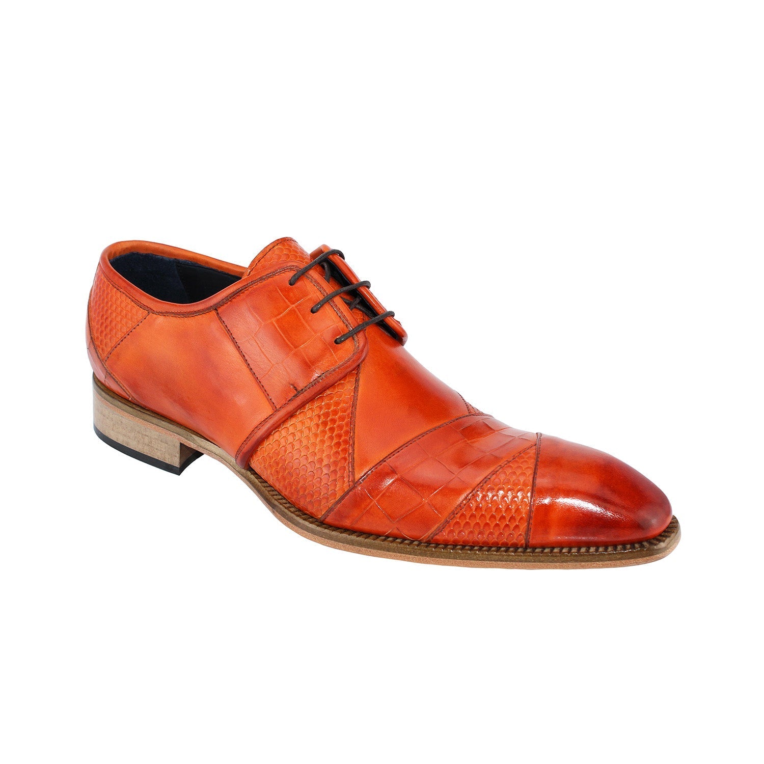 Duca Imperio Men's Shoes Orange Calf-Skin Leather/Calf Print Oxfords (D1030)