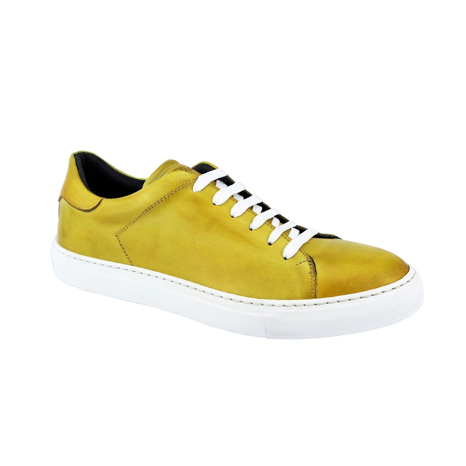 Duca Monza Men's Shoes Yellow Calf-Skin Leather Sneakers (D1057)