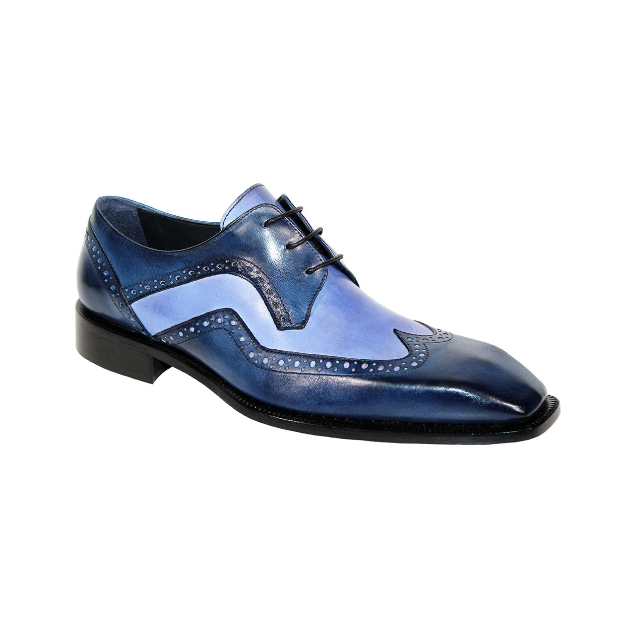 Duca Saranno Men's Shoes Navy/Light Blue Calf-Skin Leather Oxfords (D1114)