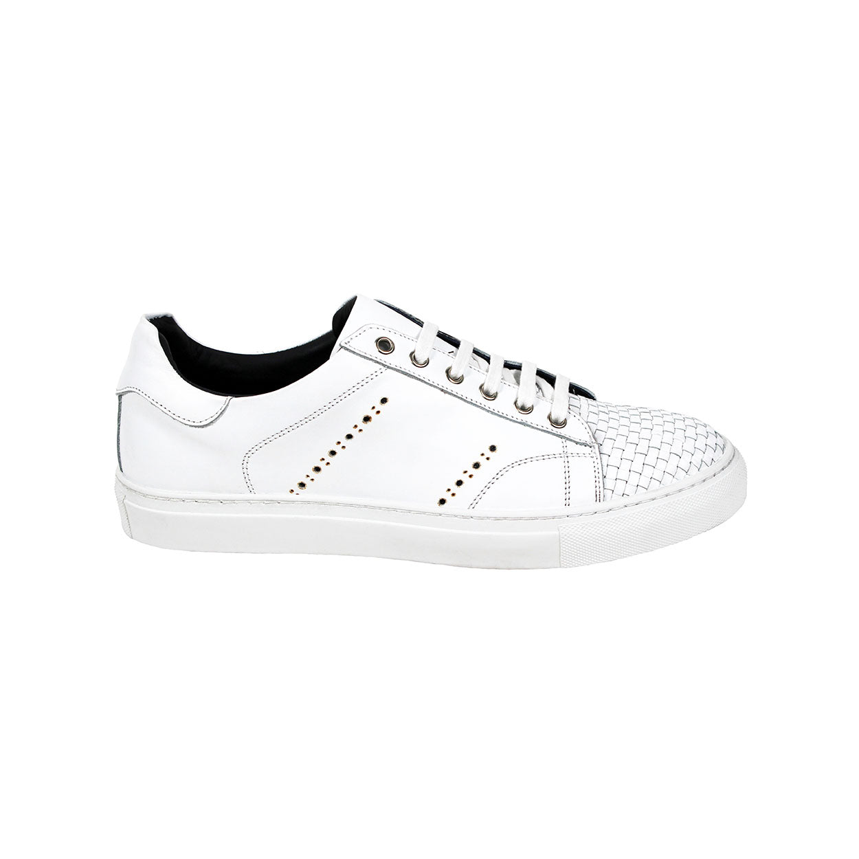 Duca Sorrento Men's Shoes White Calf Sneakers (D1105)