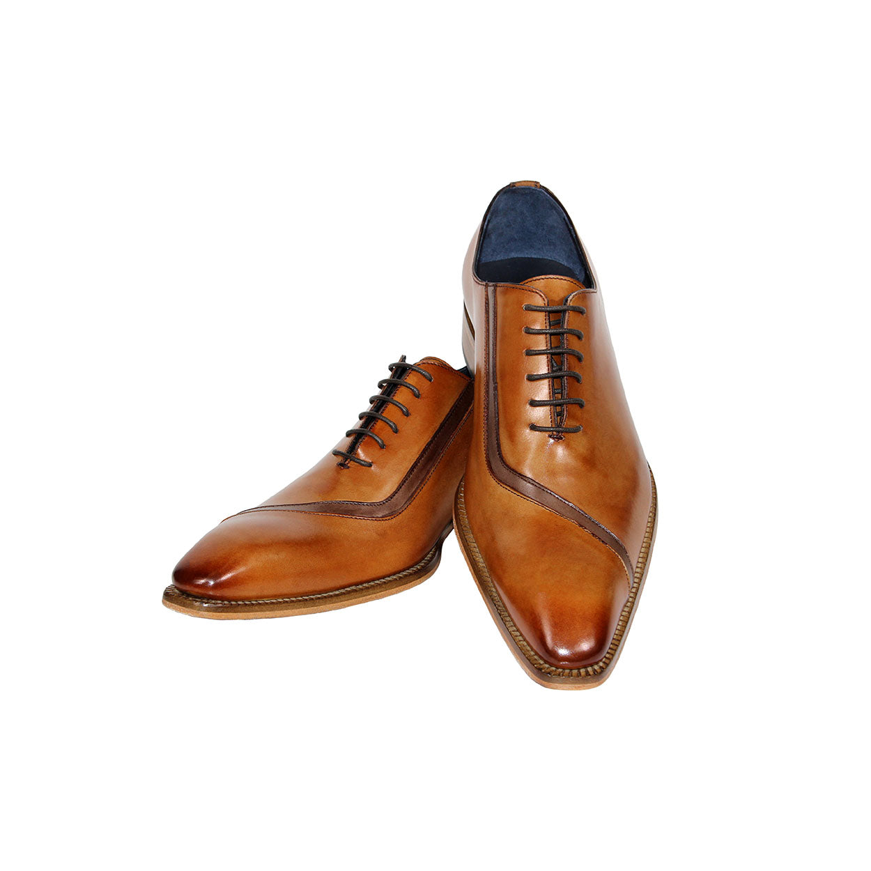 Duca Torre Men's Shoes Cognac/Brown Calf-Skin Leather Oxfords (D1115)