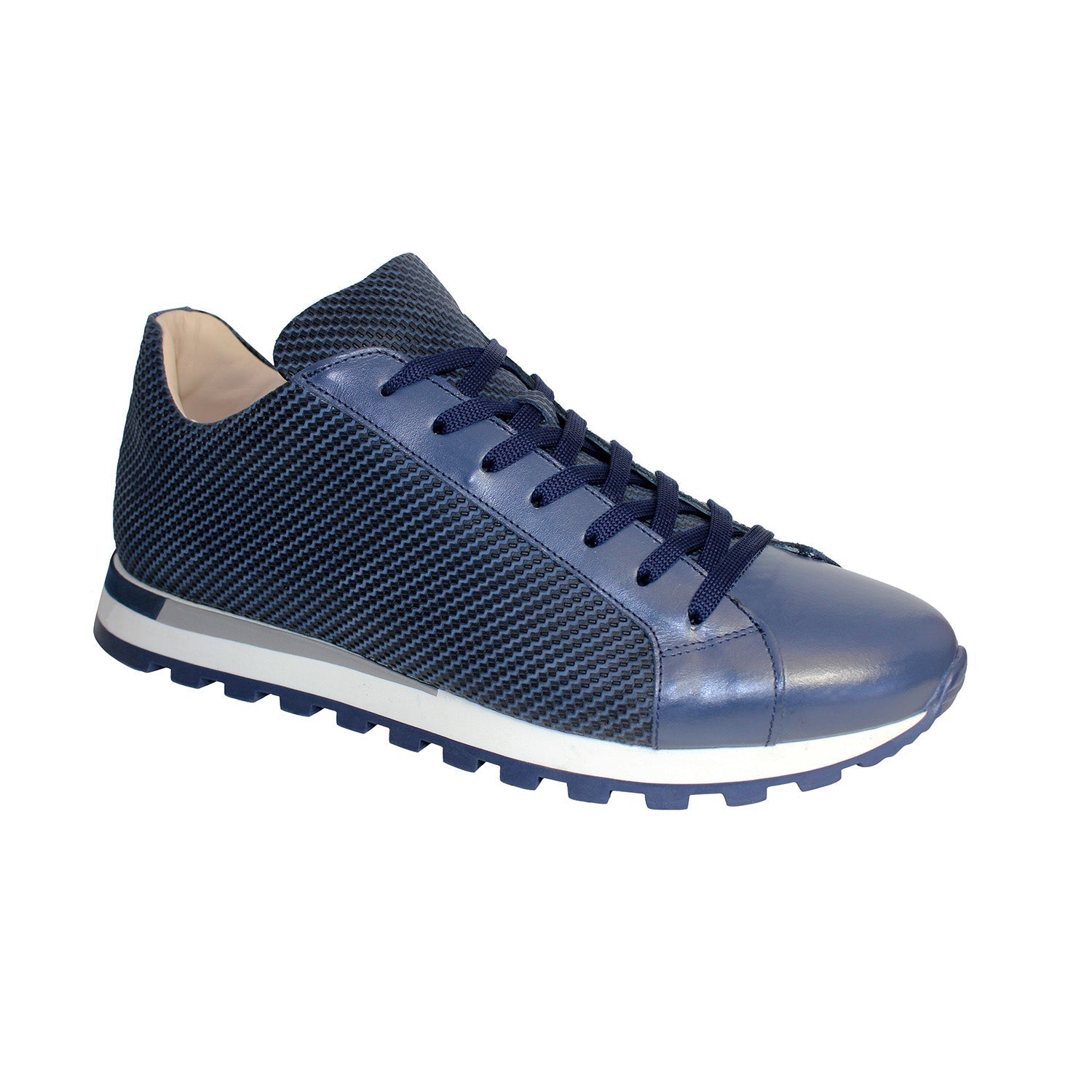 Emilio Franco Alfio Men's Shoes Navy Calf-Skin Leather Sneakers (EF1006)