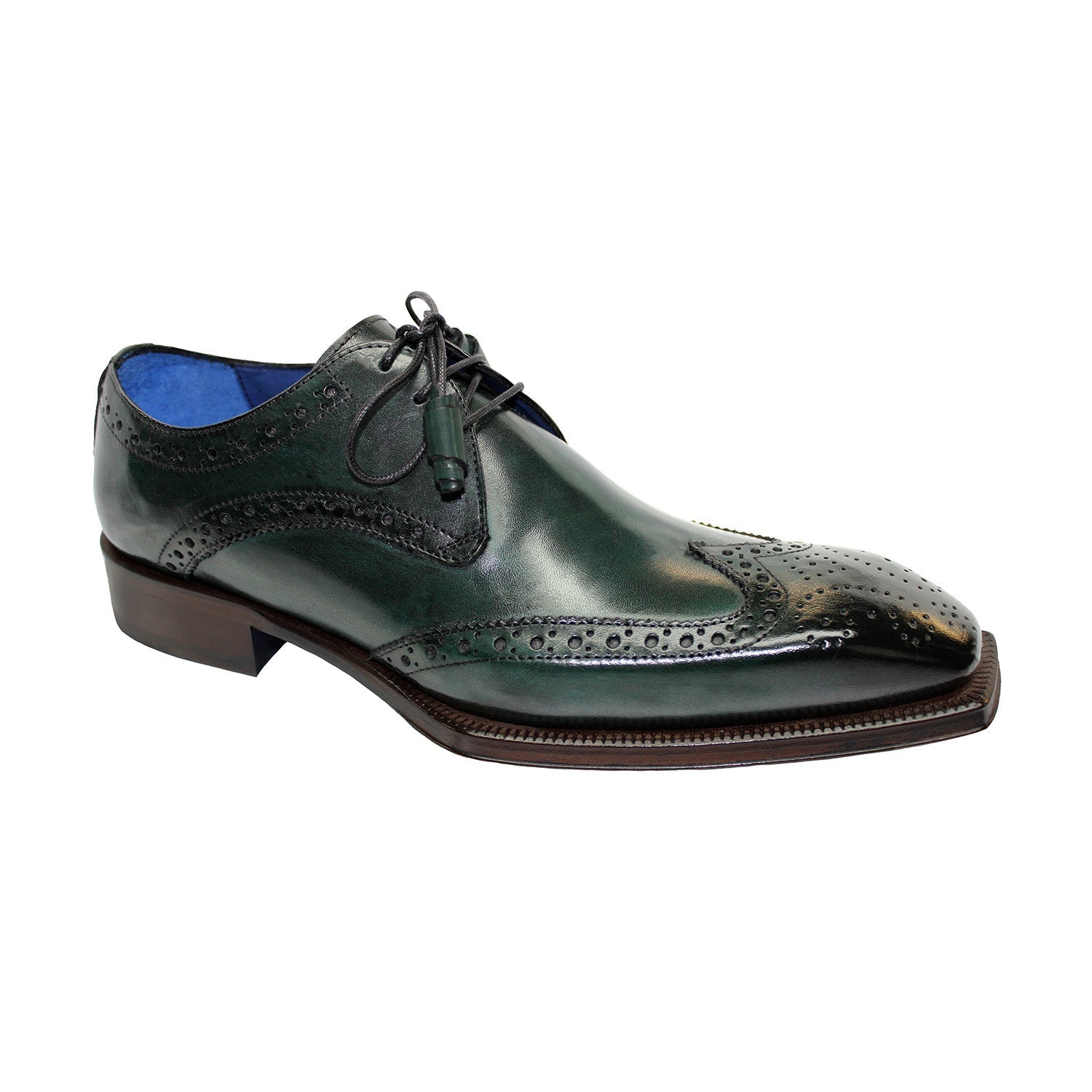 Emilio Franco Carmine Men's Shoes Green Calf-Skin Leather Derby Oxfords (EF1021)