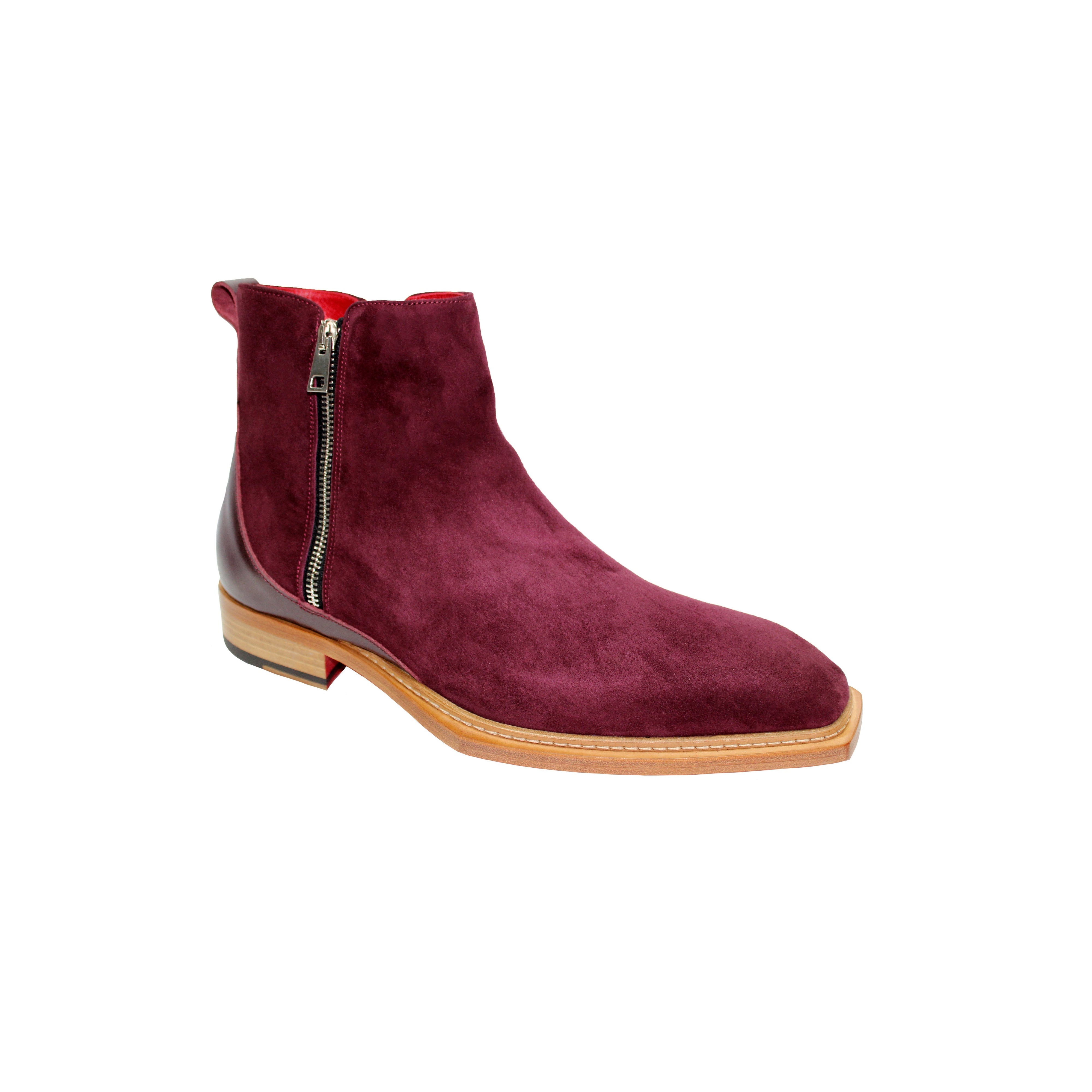 Emilio Franco Cesare Men's Shoes Burgundy Suede Boots (EF1155)