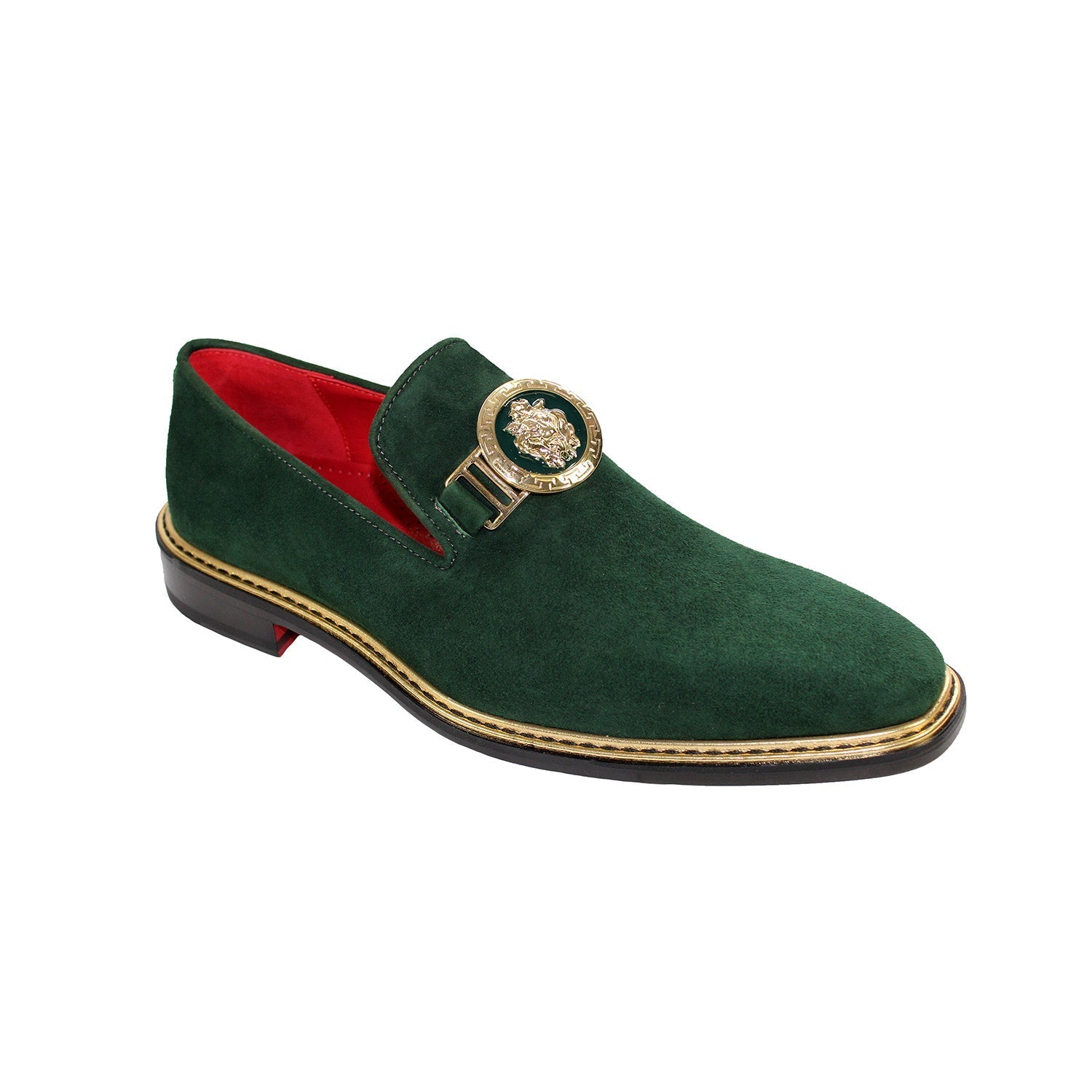 Emilio Franco EF102 Men's Shoes Green Suede Leather Formal Loafers (EFC1007)