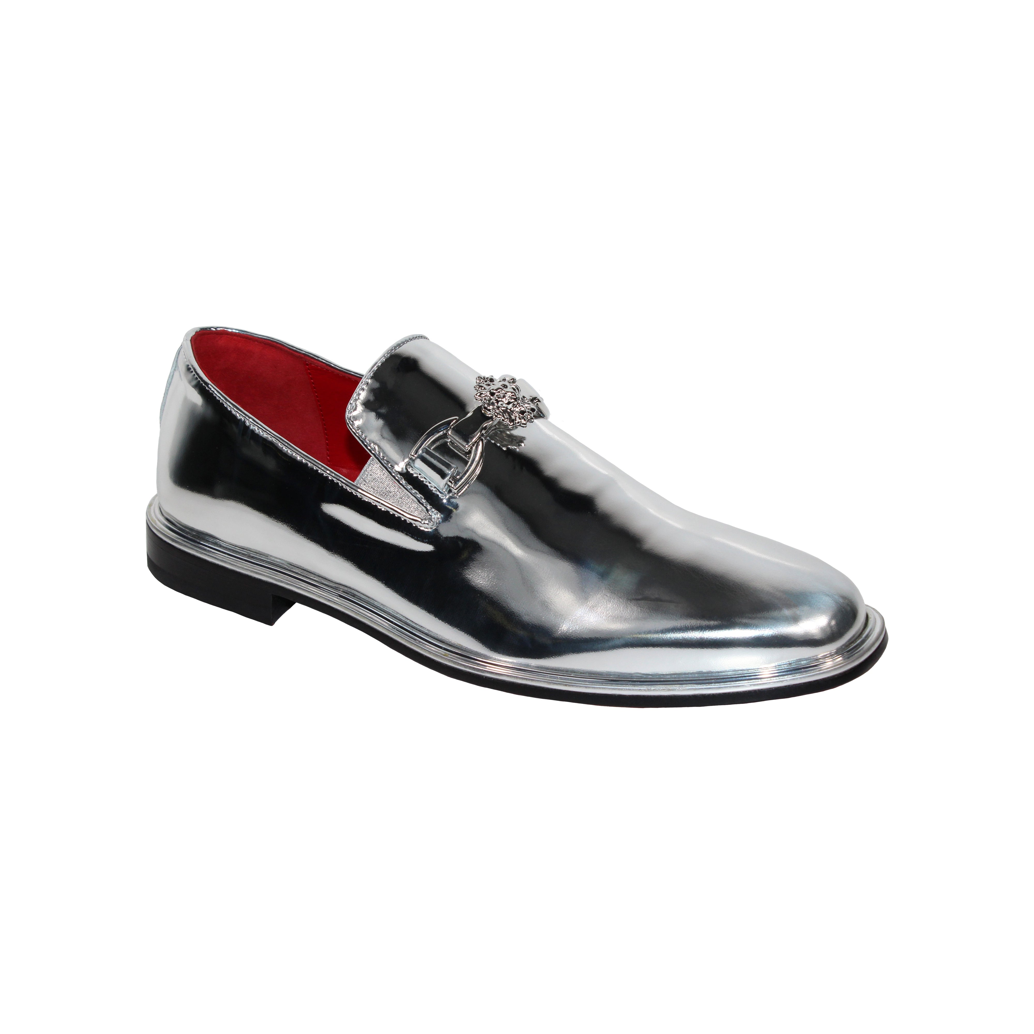 Emilio Franco EF335 Men's Shoes Silver Calf Mirror Finish Formal Loafers (EFC1035)