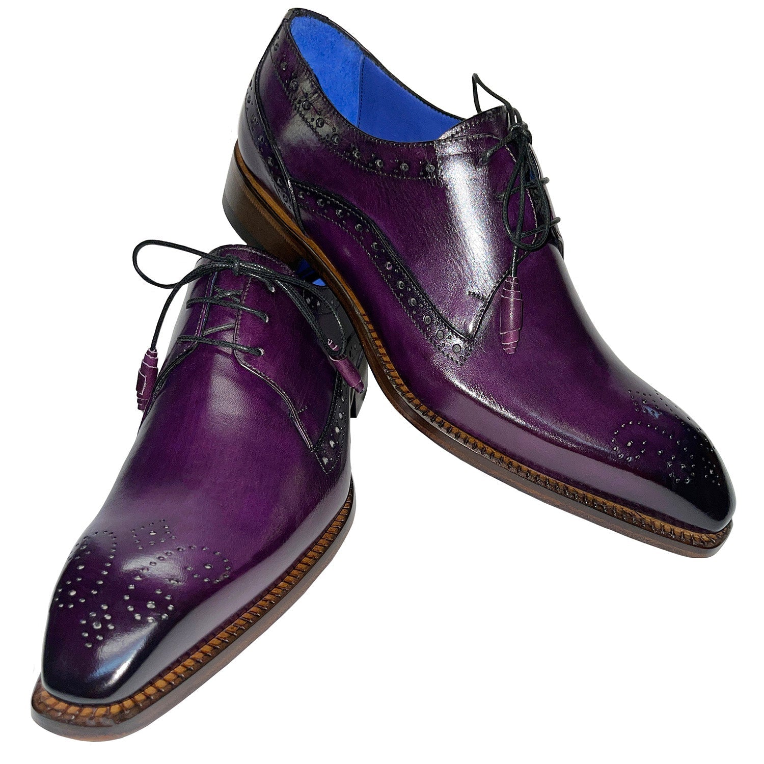 Emilio Franco Giacamo Men's Shoes Purple Calf-Skin Leather Oxfords (EF1042)