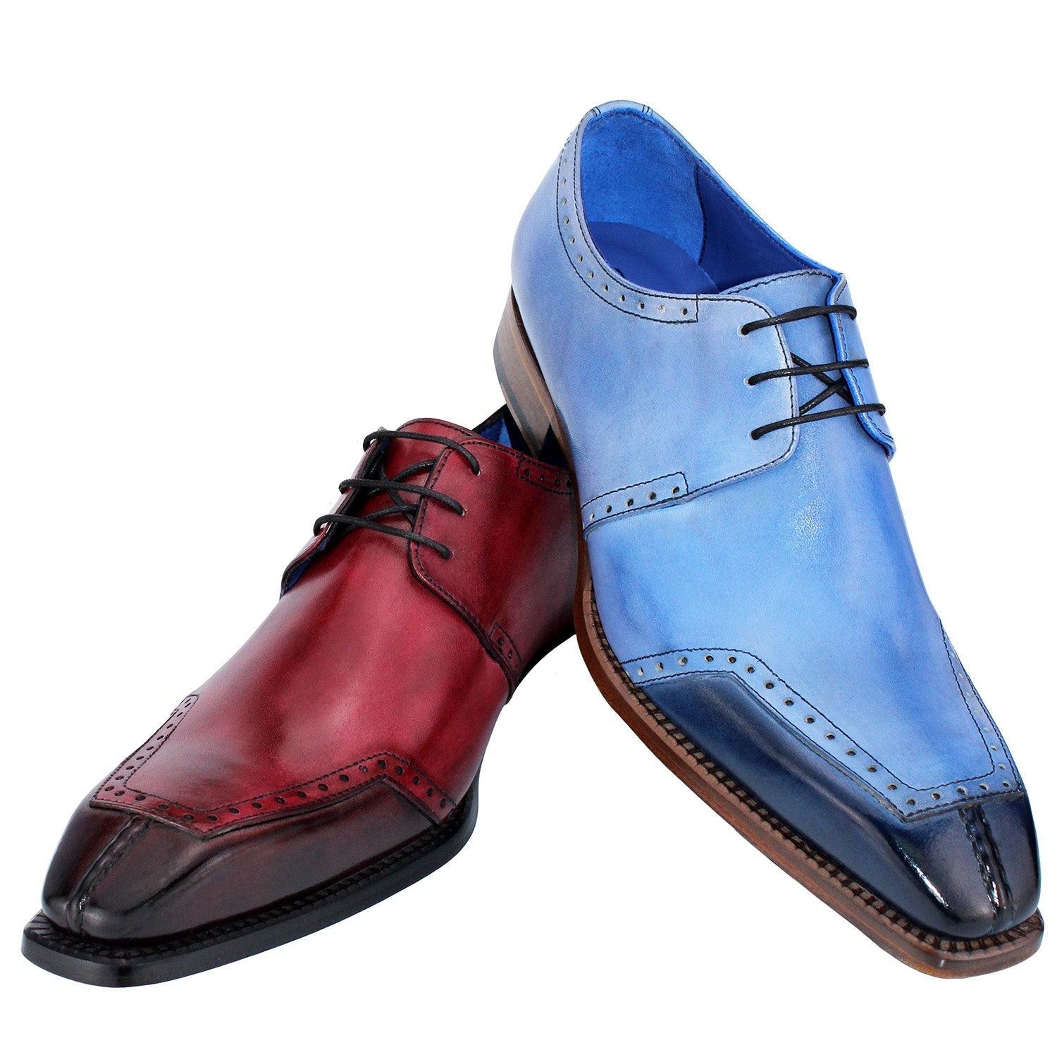 Emilio Franco Italo Men's Shoes Navy/Light Blue Calf-Skin Leather Oxfords (EF1055)