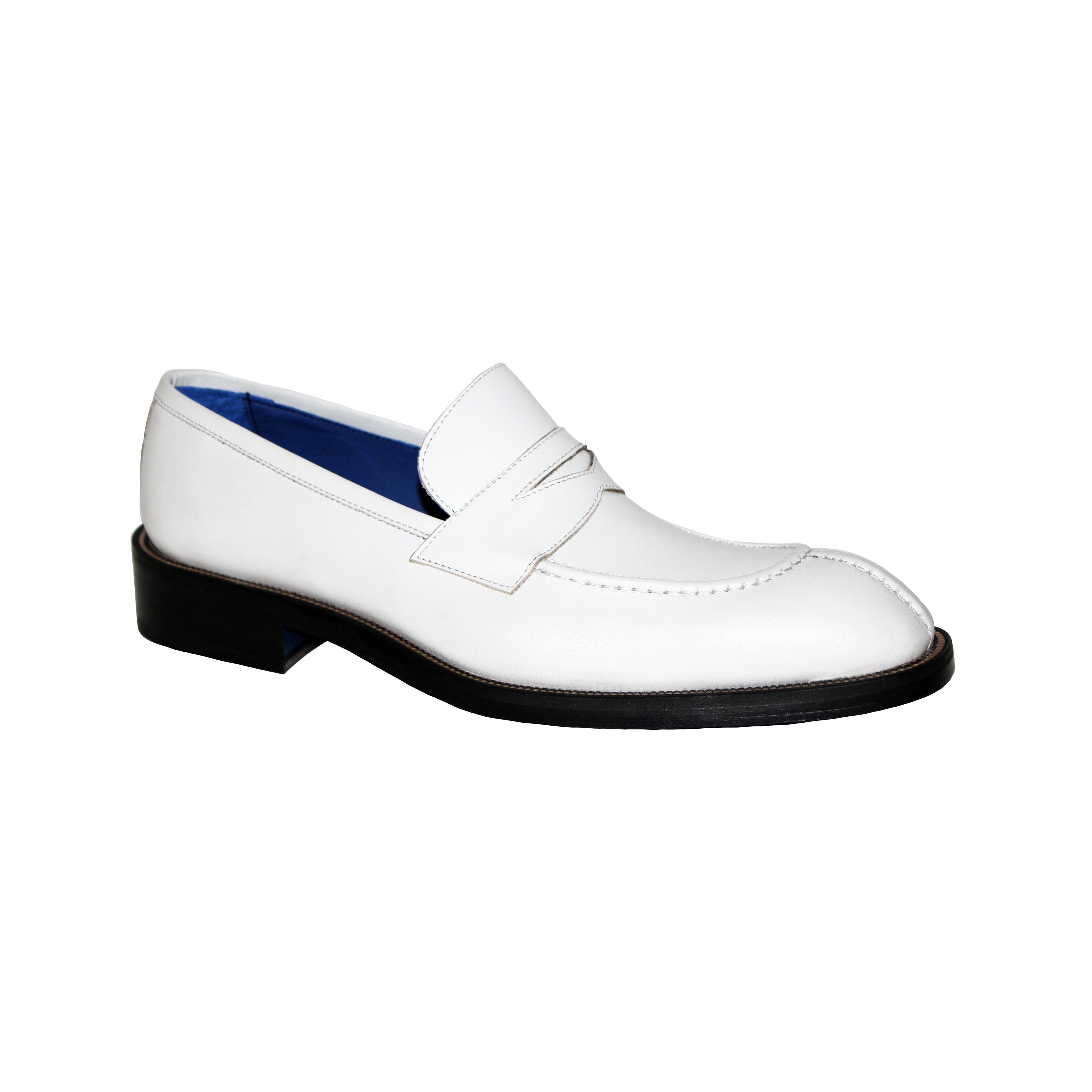 Emilio Franco Mirko Men's Shoes White Calf-Skin Leather Loafers (EF1177)