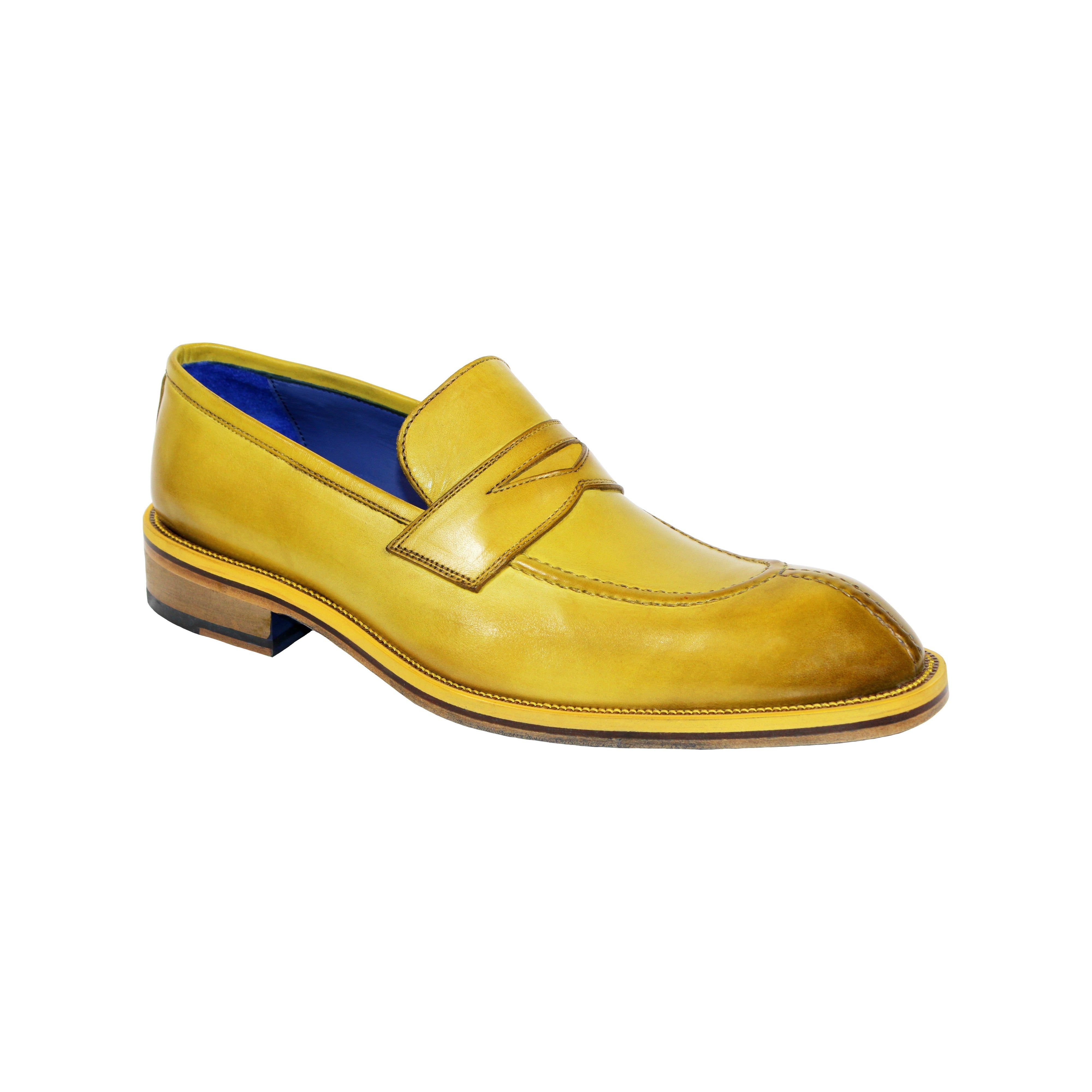 Emilio Franco Mirko Men's Shoes Yellow Calf-Skin Leather Loafers (EF1178)