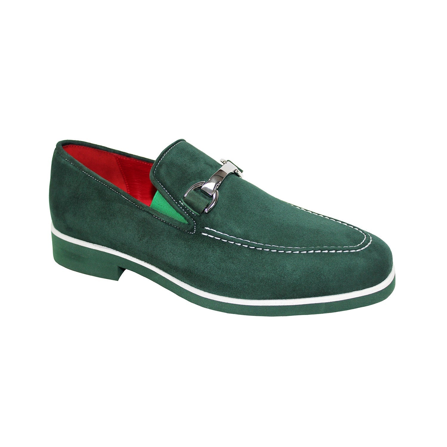 Emilio Franco Nino II Men's Shoes Green Suede Leather Loafers (EF1087)