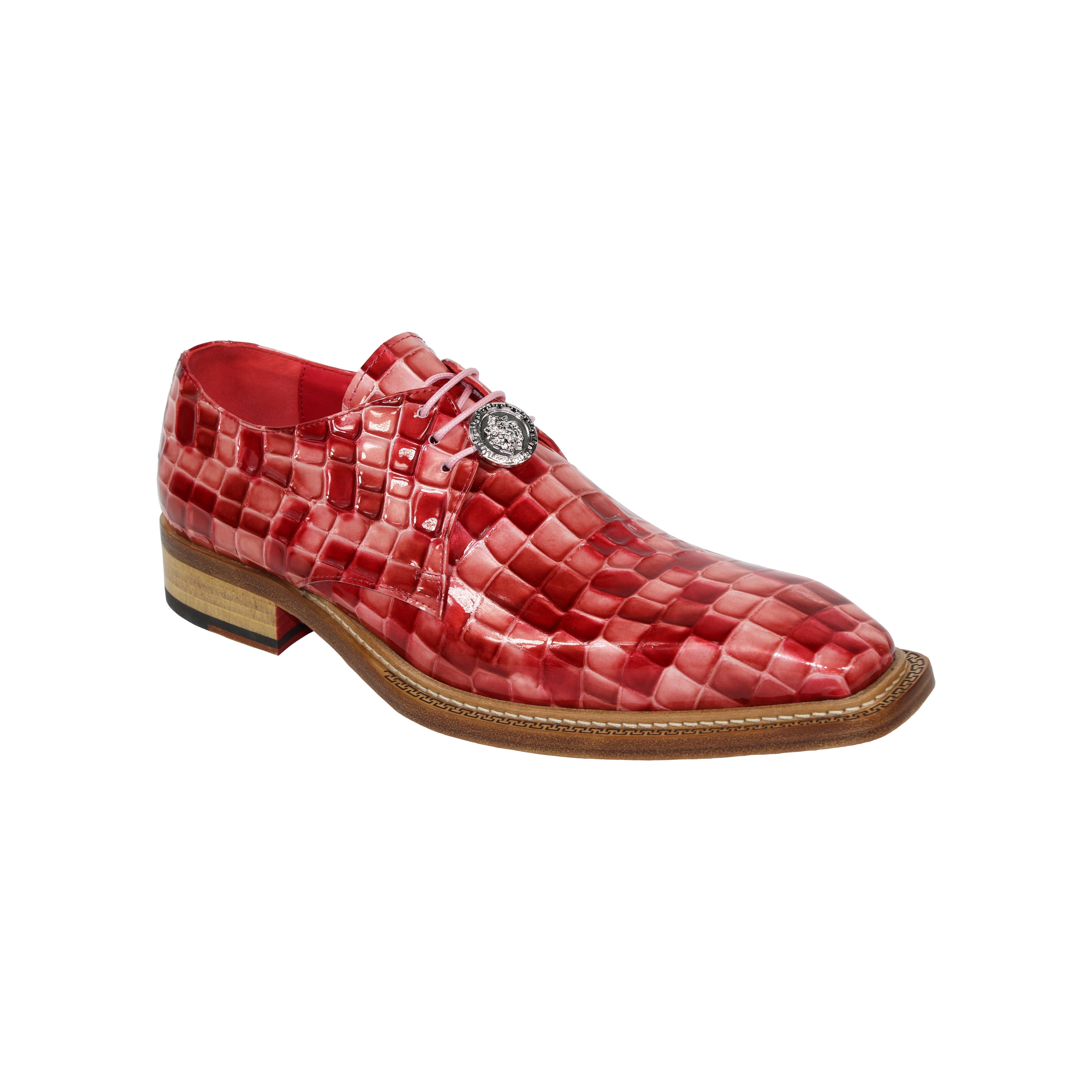 Emilio Franco Santo Men's Shoes Pink Multi Patent Leather Multi Croco Print Oxford (EFC1039)