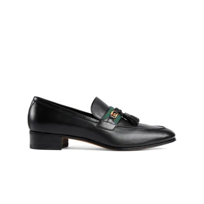 624720 1066 Men's Shoes Black Calf-Skin Leather Web Int – AmbrogioShoes