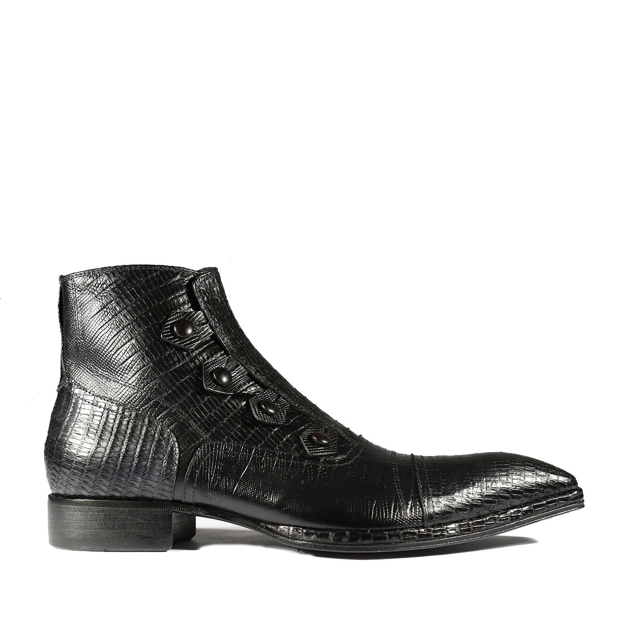 Jo Ghost 2379 Men's Shoes Black Lizard Print / Calf-Skin Leather Ankle ...