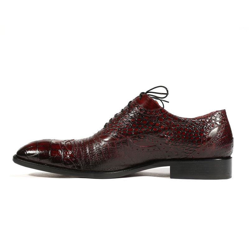 Jo Ghost Men's Shoes Burgundy Alligator Print / CalfSkin Leather Oxfo