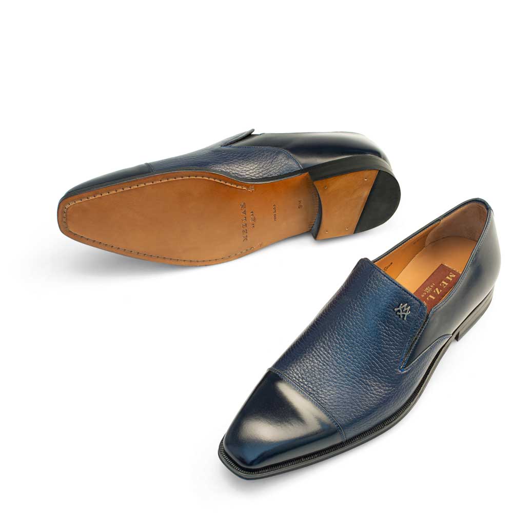 Mezlan 18984 Milani Men's Designer Shoes Blue Deer-Skin / Calf-Skin Le ...