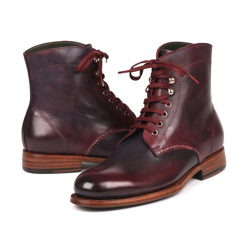 Paul Parkman 824BRD65 Men's Shoes Burgundy & Navy Calf-Skin Leather Bo ...