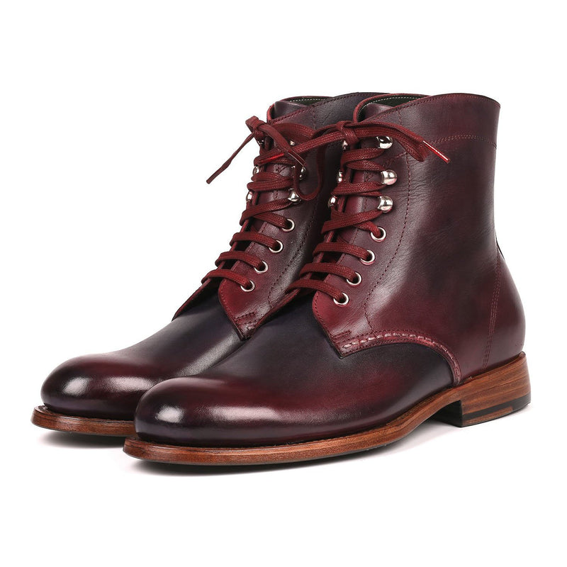 Paul Parkman 824BRD65 Men's Shoes Burgundy & Navy Calf-Skin Leather Bo ...