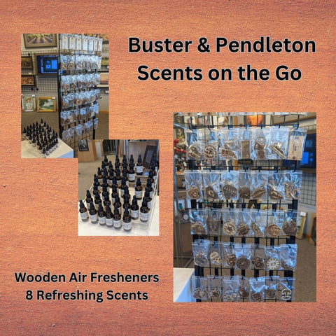 Display of Wooden Air Fresheners and Scent Bottles