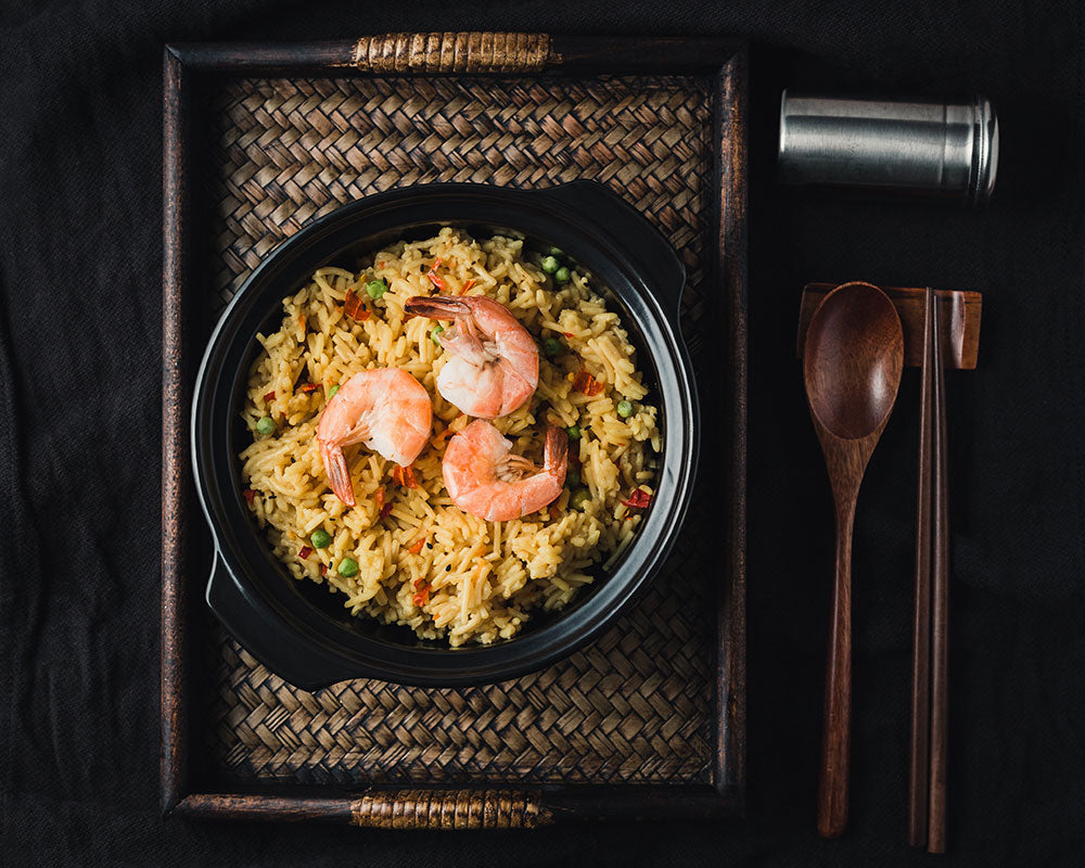 Receta de arroz frito con gambas en freidora