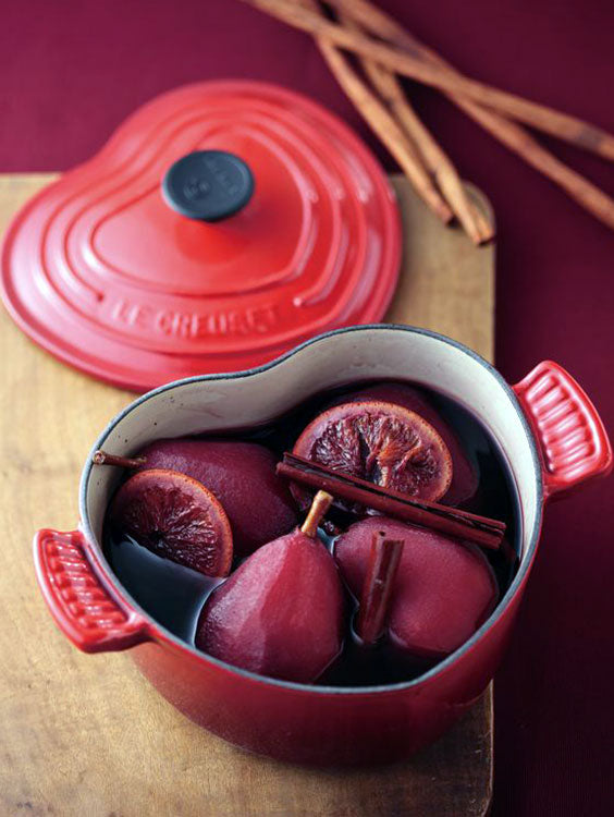 Cocotte heart recipe for pears in wine