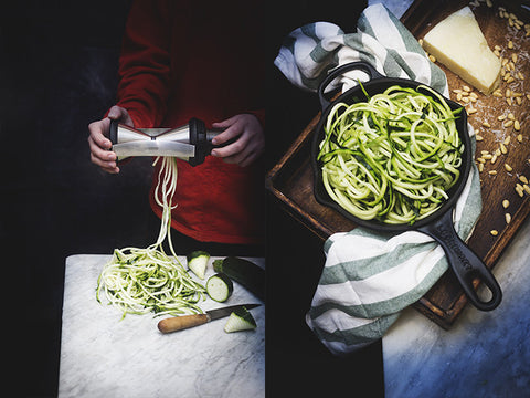 Spaghetti de calabacín con pesto de aguacate - Blog de Claudia&Julia