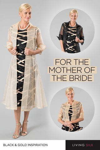 Pure Silk Organza Coat and Ribbon Dress for the Mother of the Bride / Groom