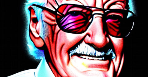 Stan Lee sorridente in un dipinto digitale