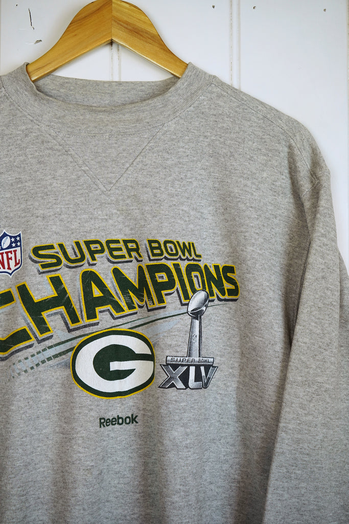 NFL SUPER BOWL XLV Gray Hoodie Steelers Green Bay Packers Size M