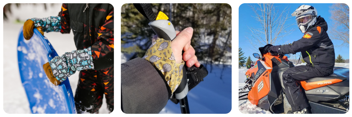 Snow Sleeves® are fun and functional wrist gaiters that fit over or under jacket sleeves to keep wrists warm during all your winter activities.  Great for adults and kids alike, everyone can find one they love.  Designed and made in Northern Wisconsin, USA