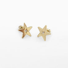 Load image into Gallery viewer, Life Charms Star With Starburst Gold Earrings