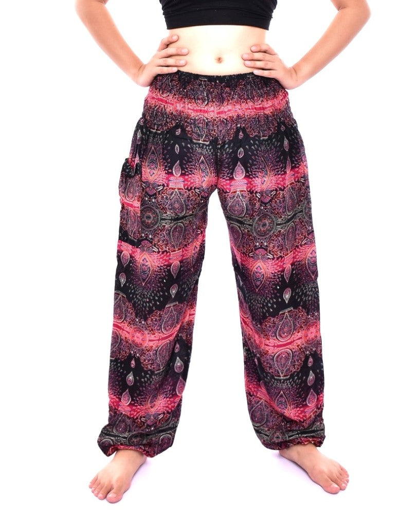 Bohotusk Pink Teardrop Print Elasticated Womens Harem Trousers