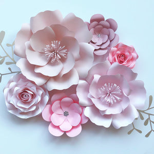 Set Of 6 Paper Flowers Wall Decor Nursery Bedroom Floral Piece All Pinks