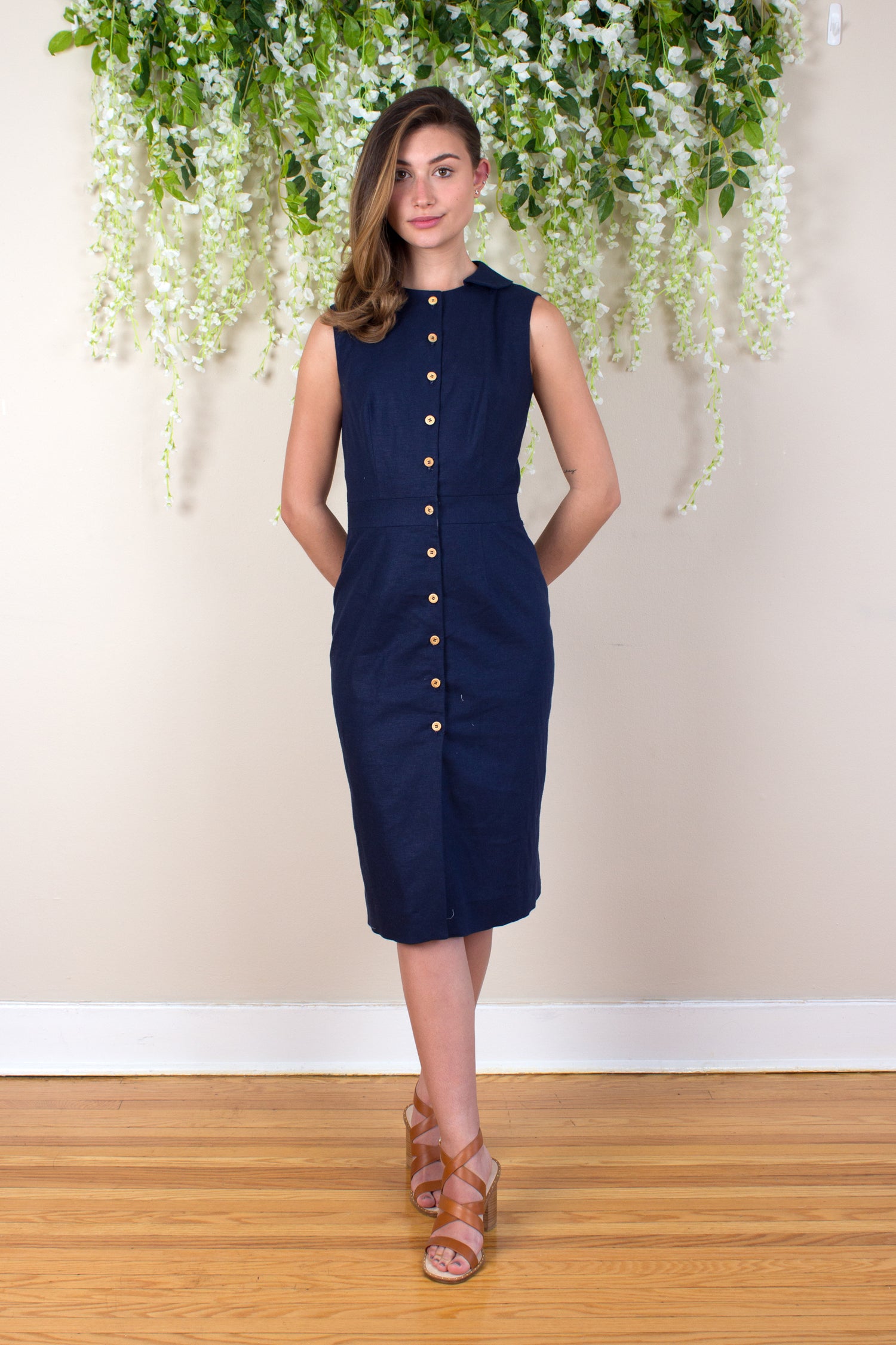 linen sheath dress with sleeves