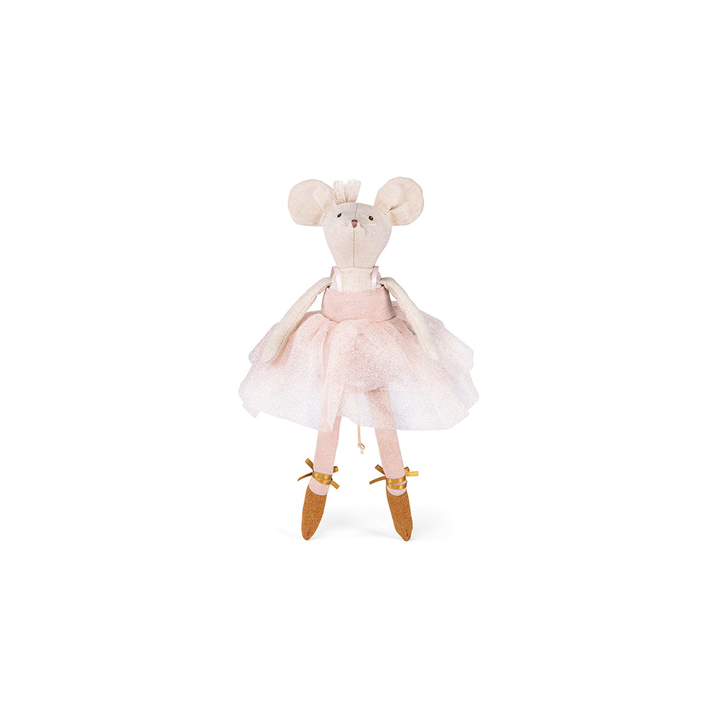 Moulin Roty dukke, ballerina mus i kuffert, 26 cm - Suzies garderobe -