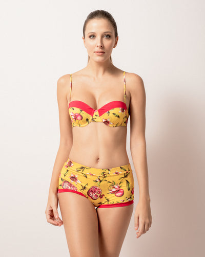 DEBORA BALCONETTE ONE PIECE SWIMSUIT POMEGRANATE PRINT – Perla Negra