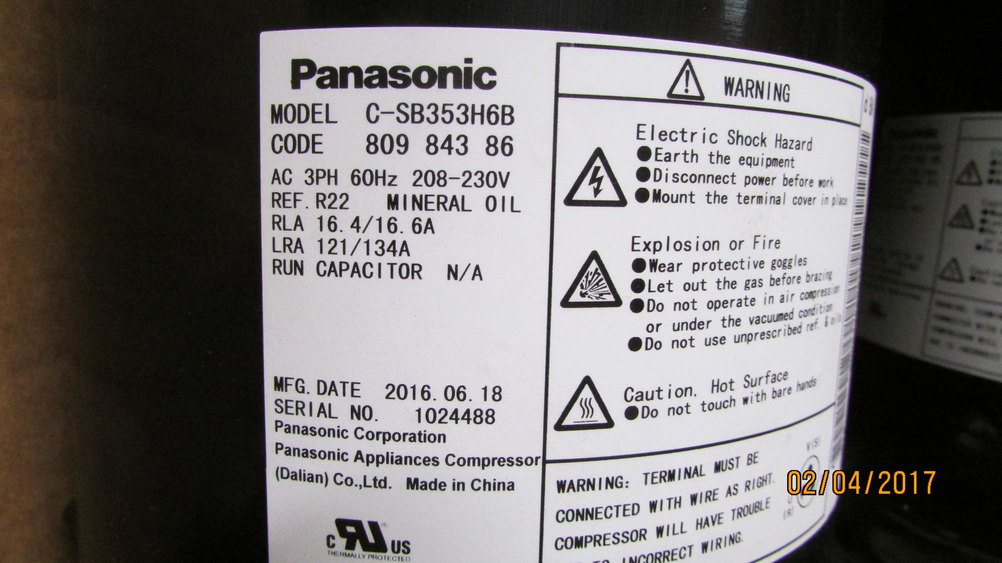 Panasonic Compressor C Sb353h6b 8 230 3 60hz Affordable Place Buy Heating Ventilation And Air Conditioning Related Products Hvac