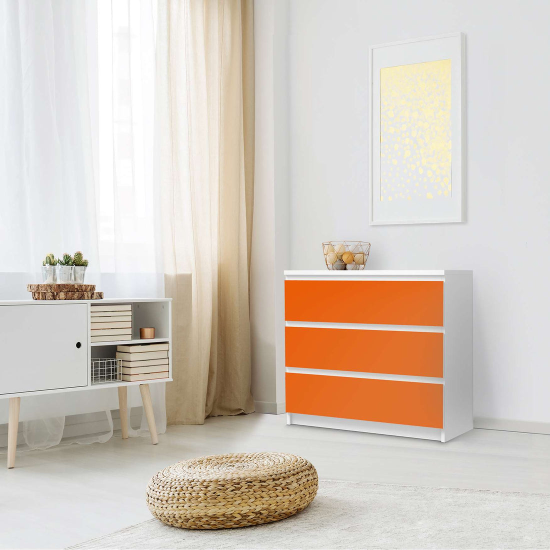 Klebefolie für Möbel Orange Dark - IKEA Malm Kommode 3 Schubladen - Schlafzimmer